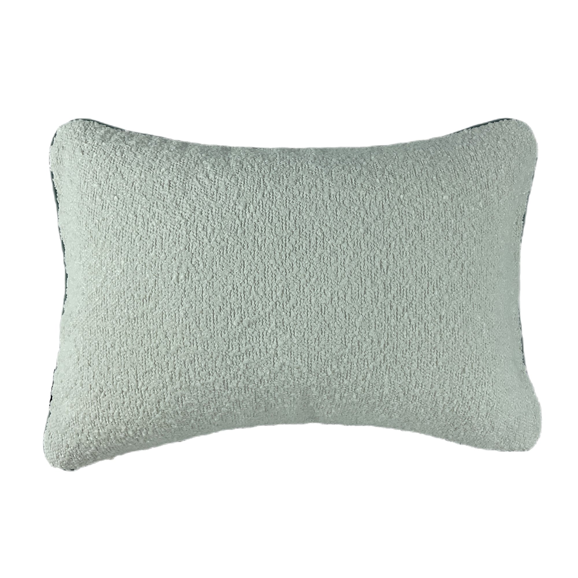 Malini Double Sided Boucle Cushion With Contrast Seafoam Piping