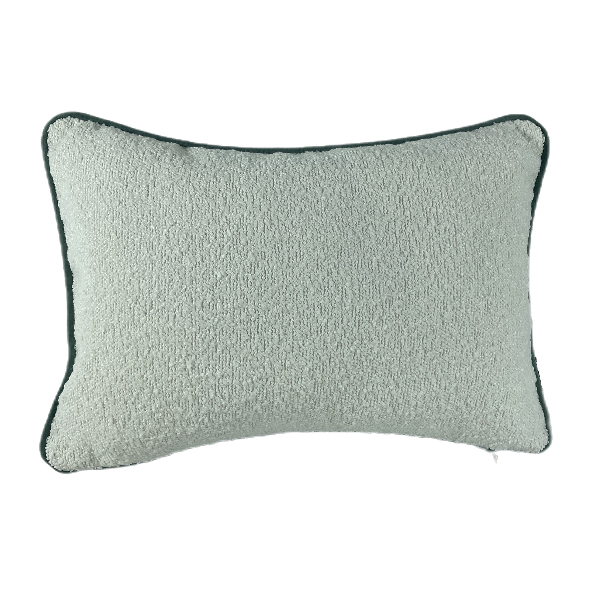 Malini Double Sided Boucle Cushion With Contrast Seafoam Piping