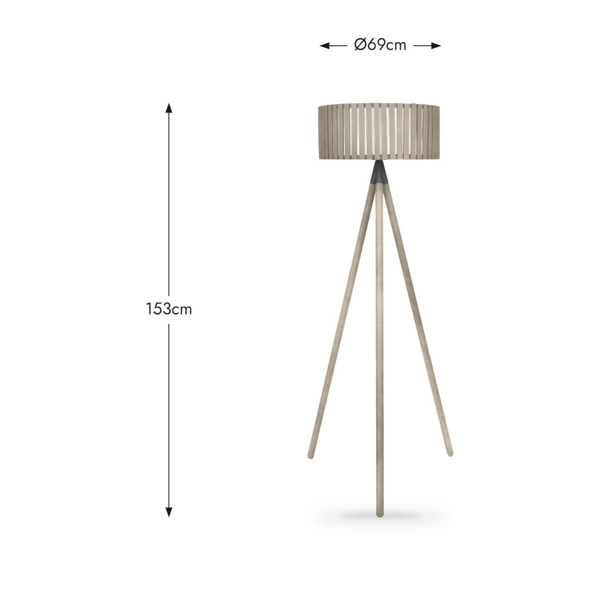 Pacific Lifestyle Rabanne Slatted Antique Wood Tripod Floor Lamp