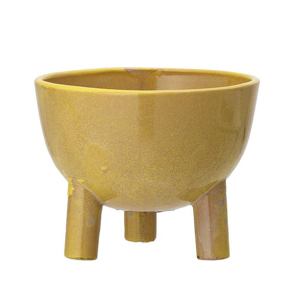 Raised Stoneware Flowerpot - Yellow-Beaumonde