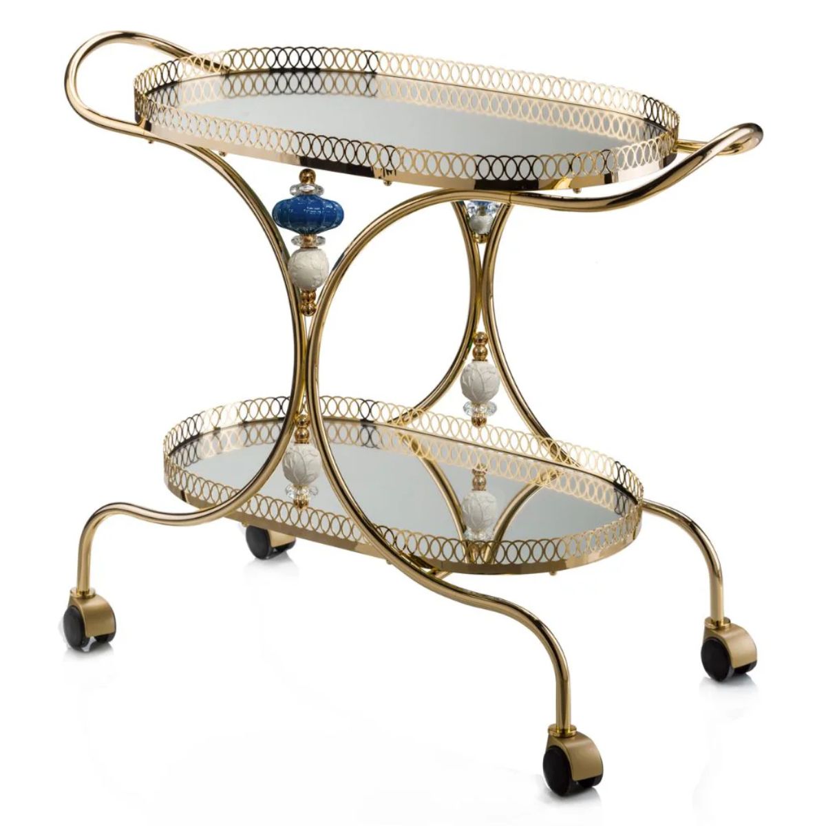 Villari Ramz by Villari Tea Trolley - Sapphire & White