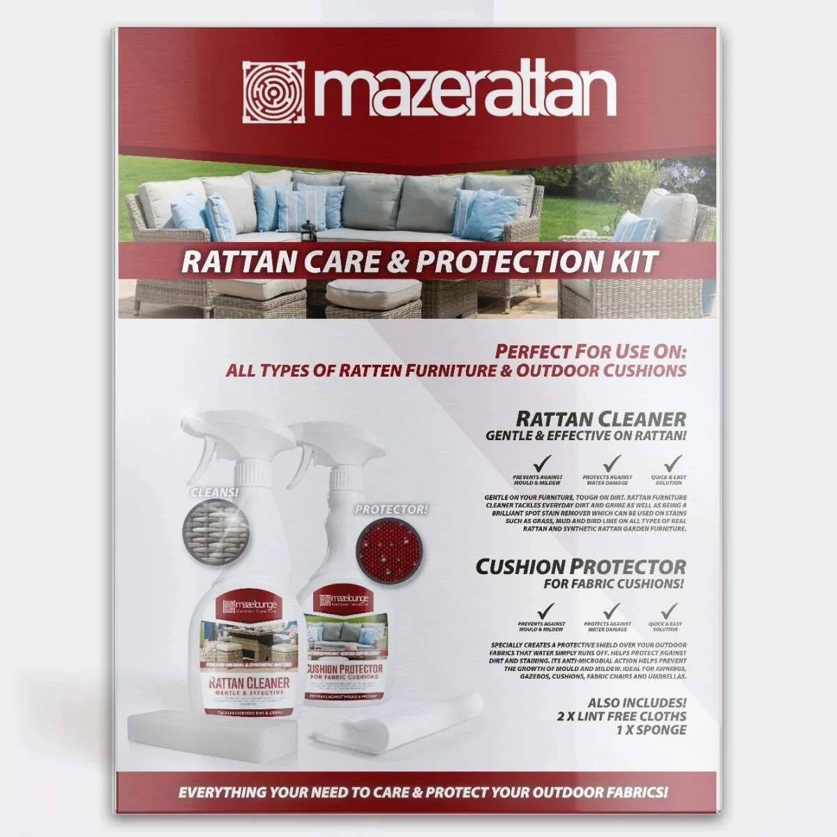 Maze - Rattan Garden Furniture Cleaning & Protector Kit