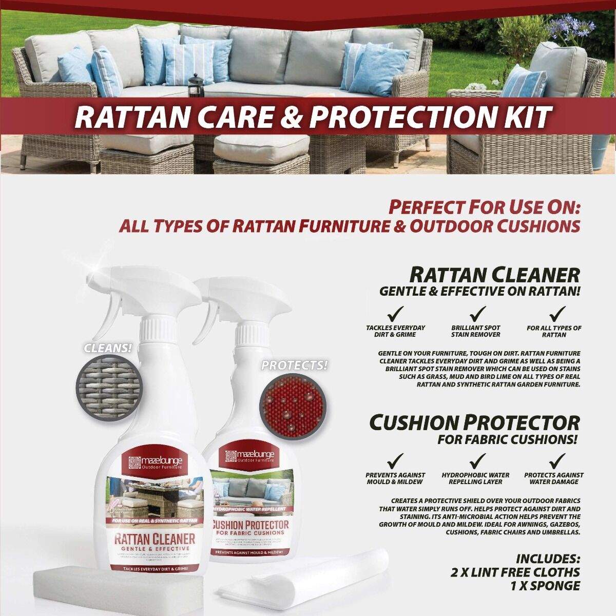 Maze - Rattan Garden Furniture Cleaning & Protector Kit