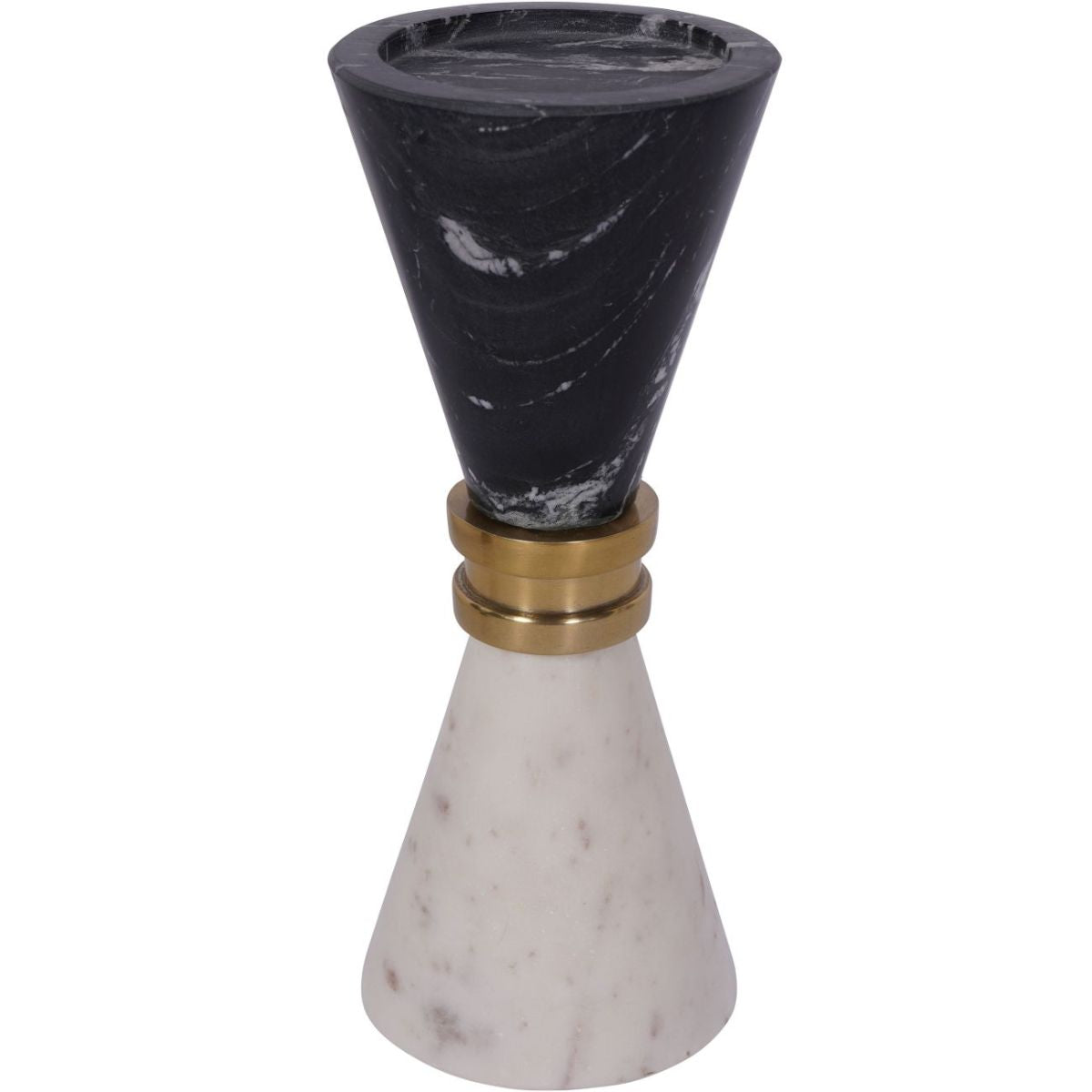 Libra Interiors Ravello Black & White Marble Candle Holder 21cm - Set of 2