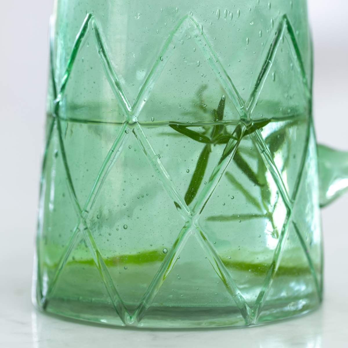 Grand Illusions Recycled Bubble Glass Jug Sea Green