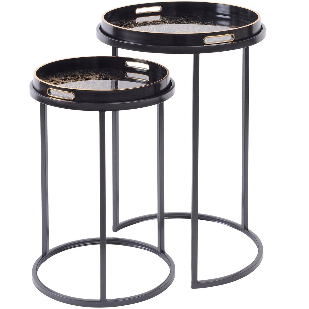 Reef Design Set of Two Side Tables - Black and Gold-Beaumonde