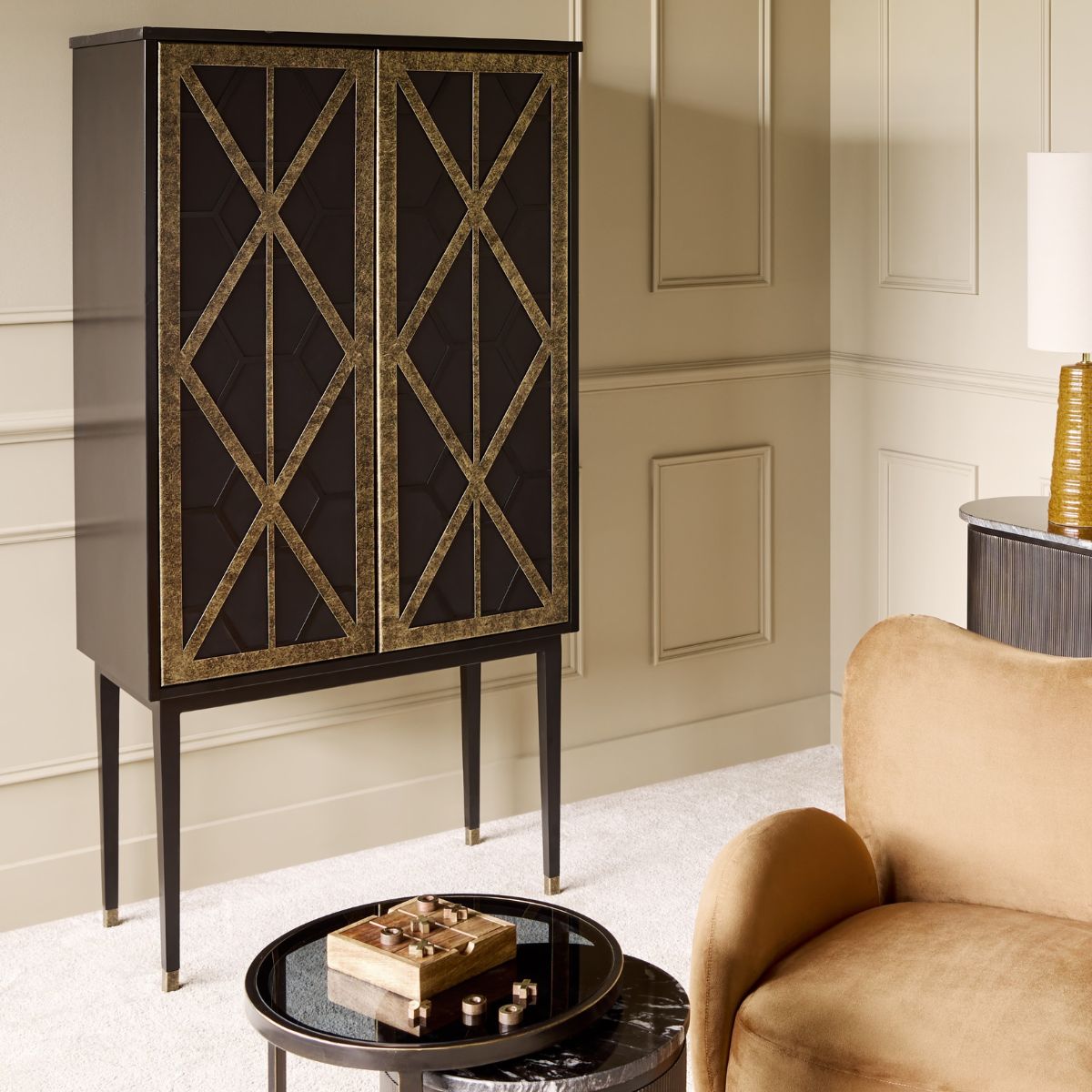 Libra Interiors Reeno Fretwork Bar Cabinet