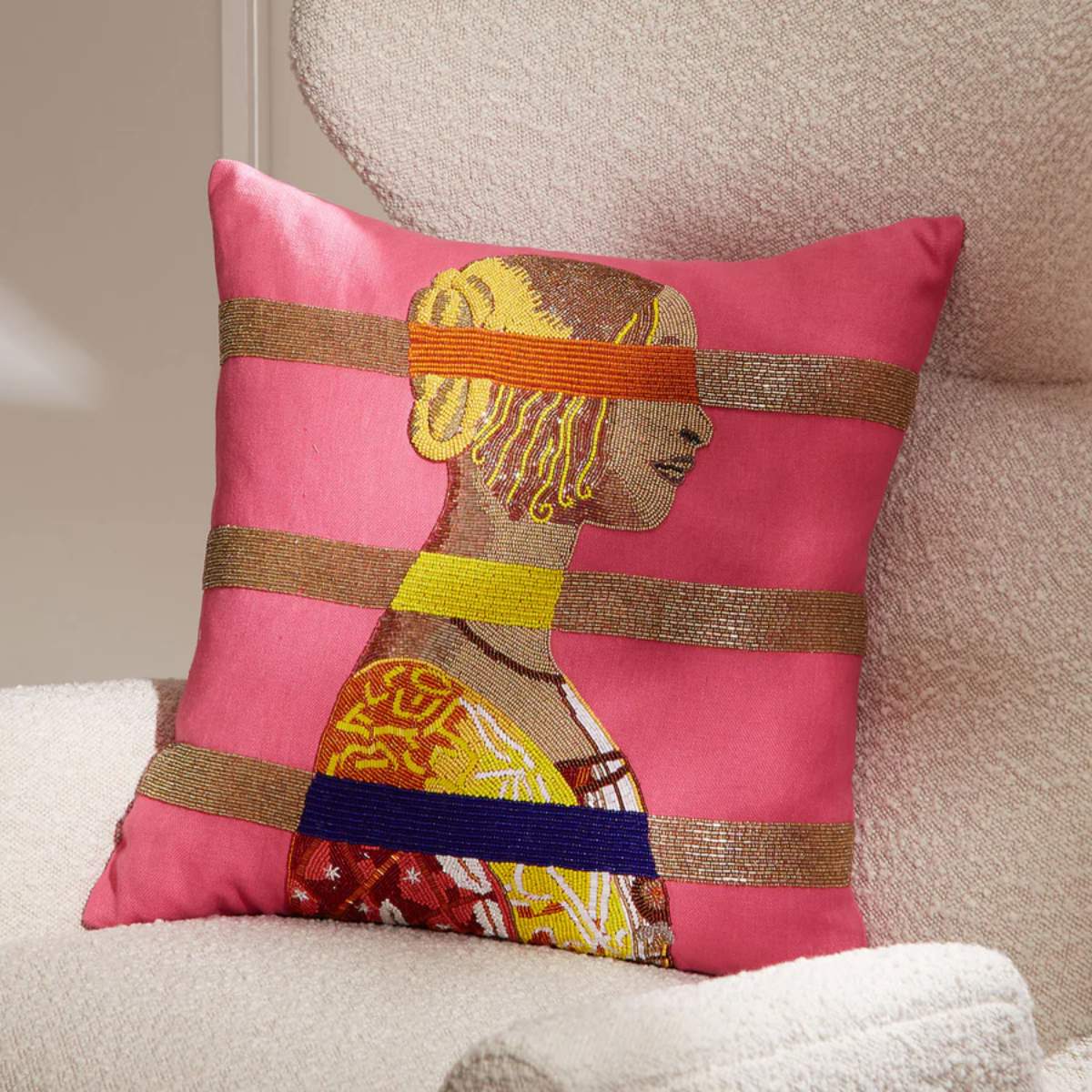 Jonathan Adler Renaissance Bars Beaded Cushion