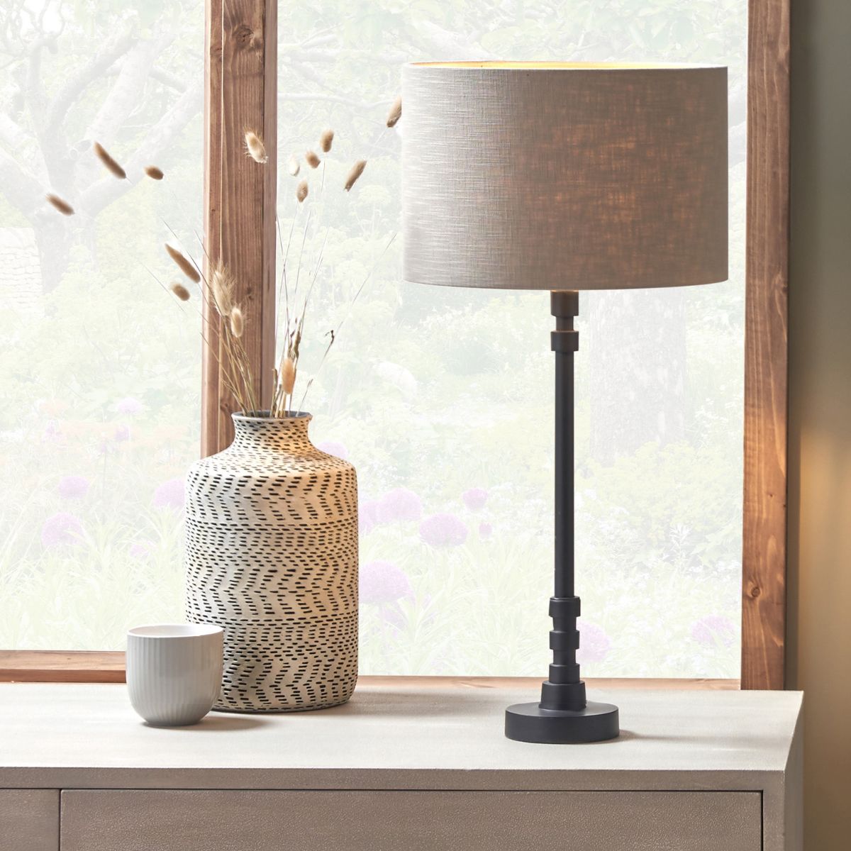 Pacific Lifestyle Rhode Matt Black Stick Metal Table Lamp Base
