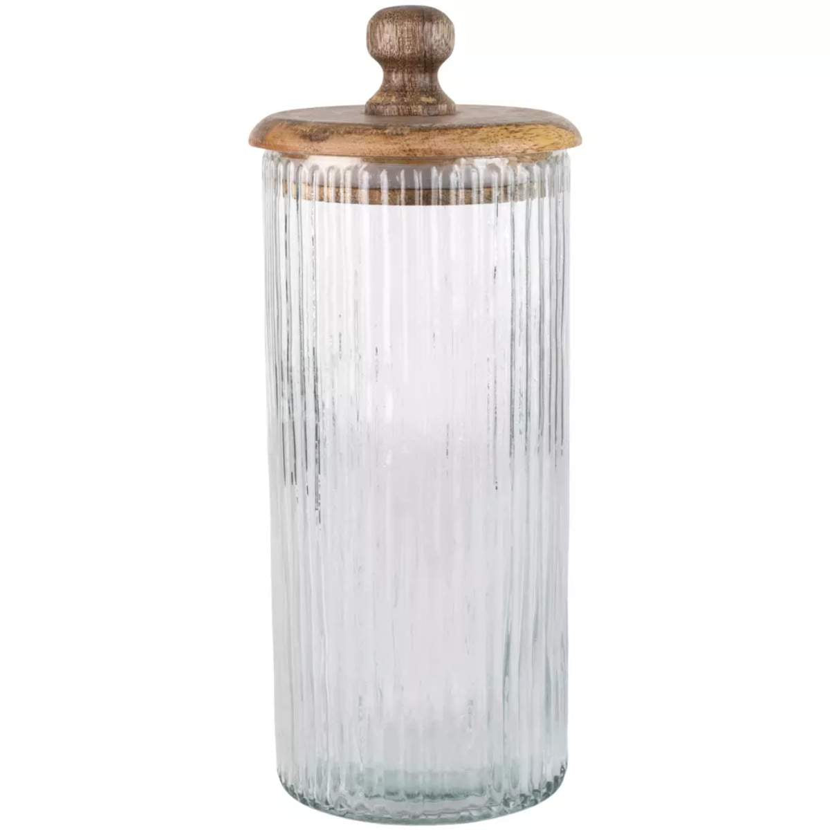 Grand Illusions Ribbed Jar With Lid Tall