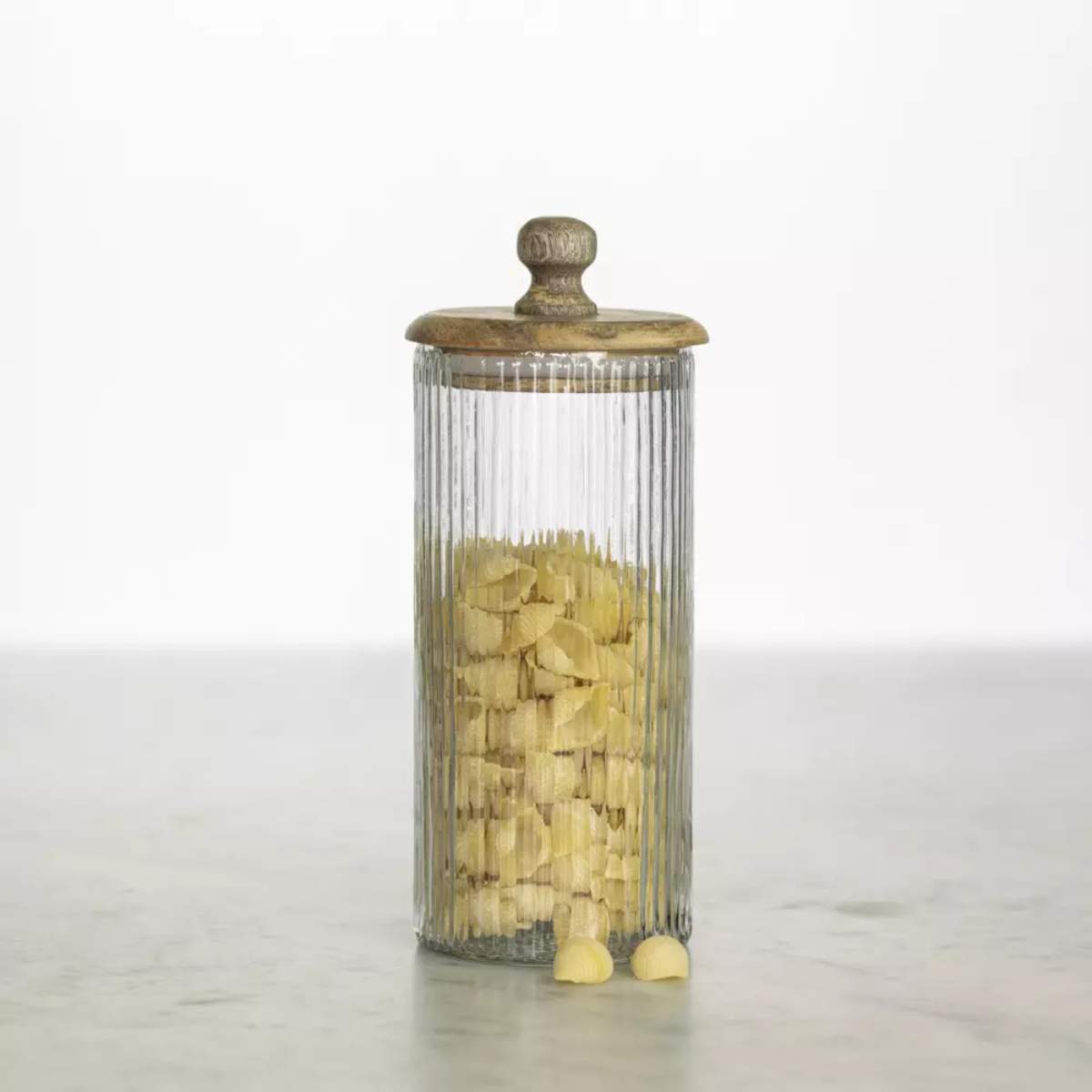 Grand Illusions Ribbed Jar With Lid Tall