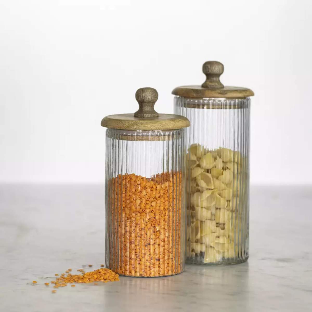 Grand Illusions Ribbed Jar With Lid Tall