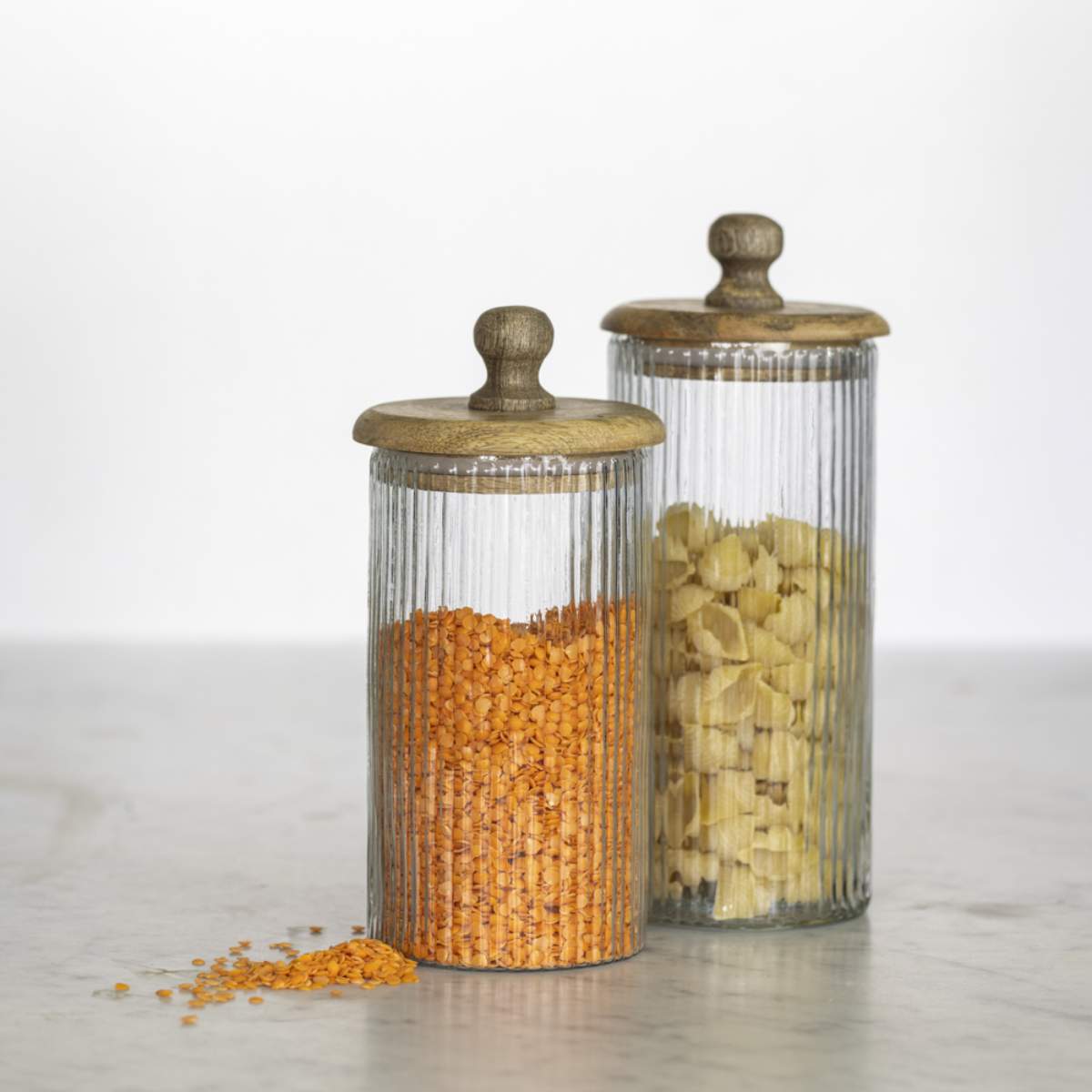 Grand Illusions Ribbed Jar With Lid