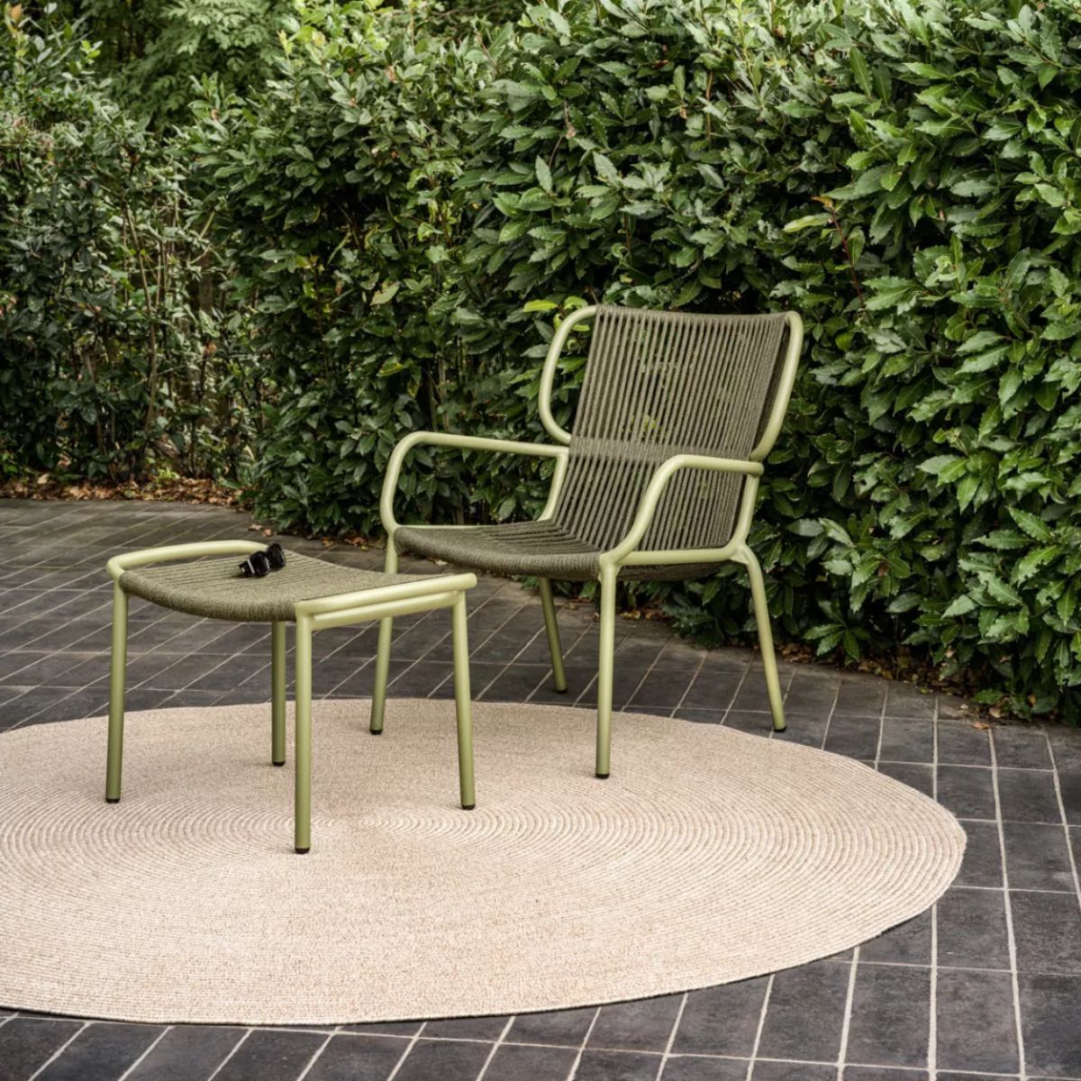 Vincent Shepherd Ribbon Footstool Moss Green