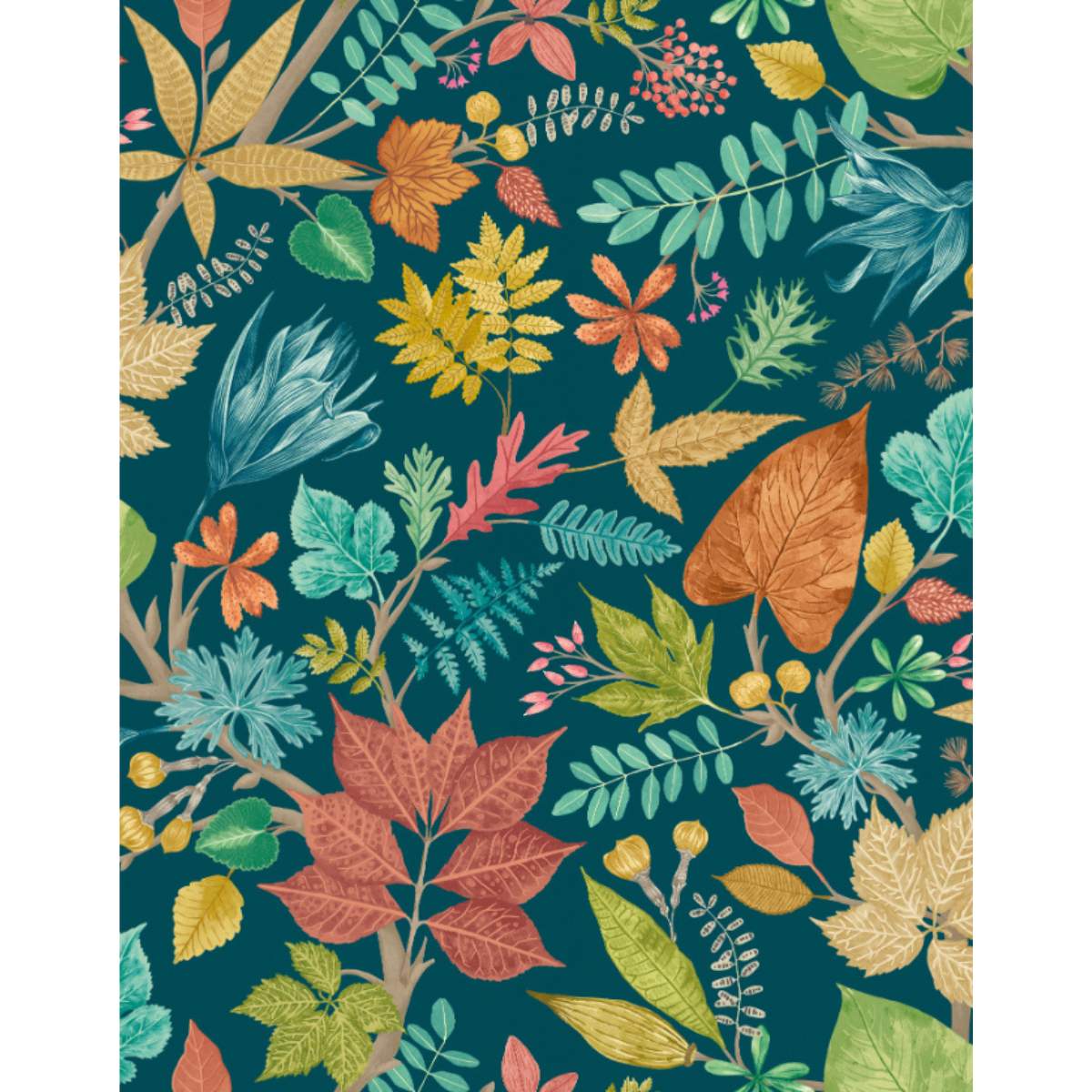 Ohpopsi Riches Of Nature Lush Leaves - Teal & Corn