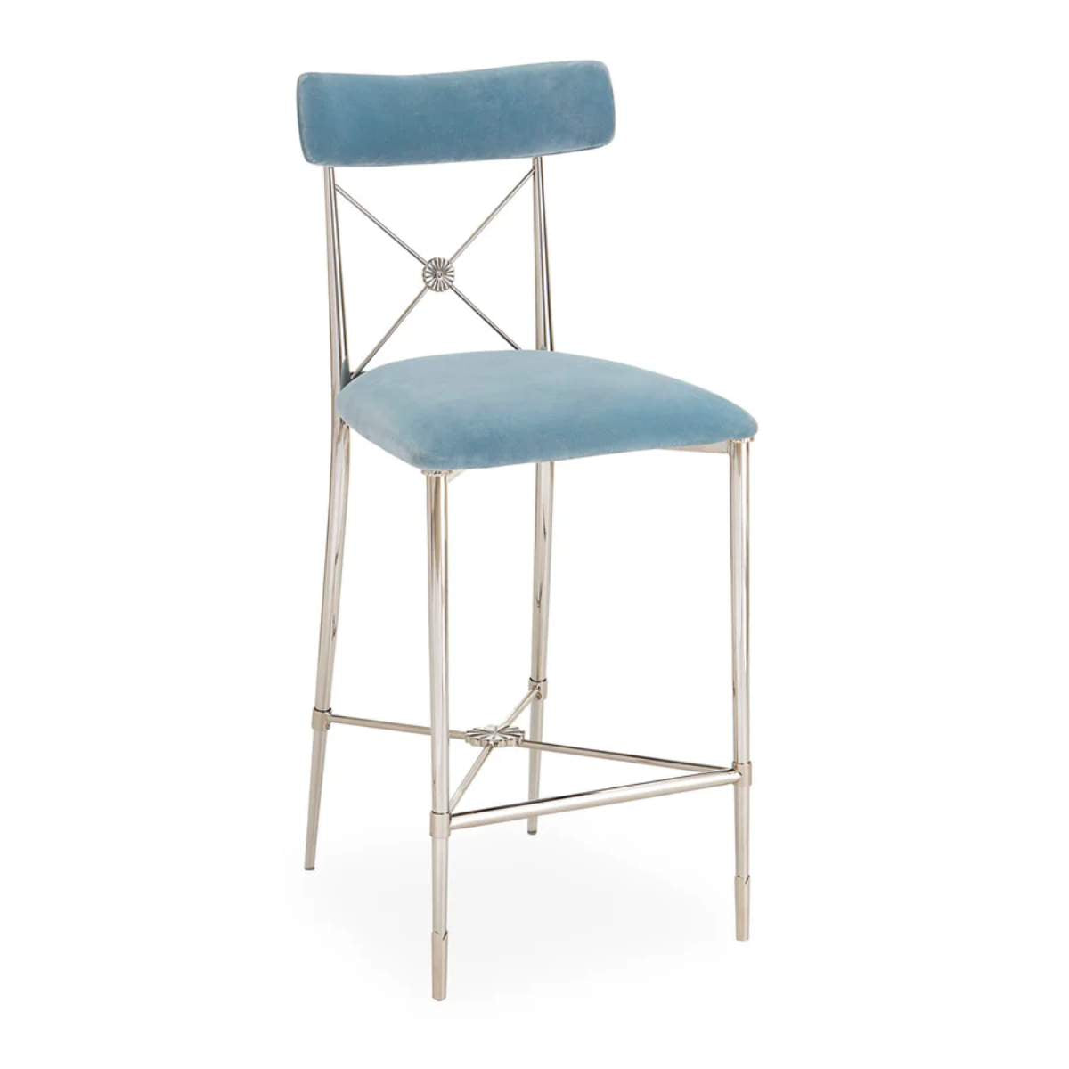 Jonathan Adler Rider Counter Stool in Rialto Sky Velvet