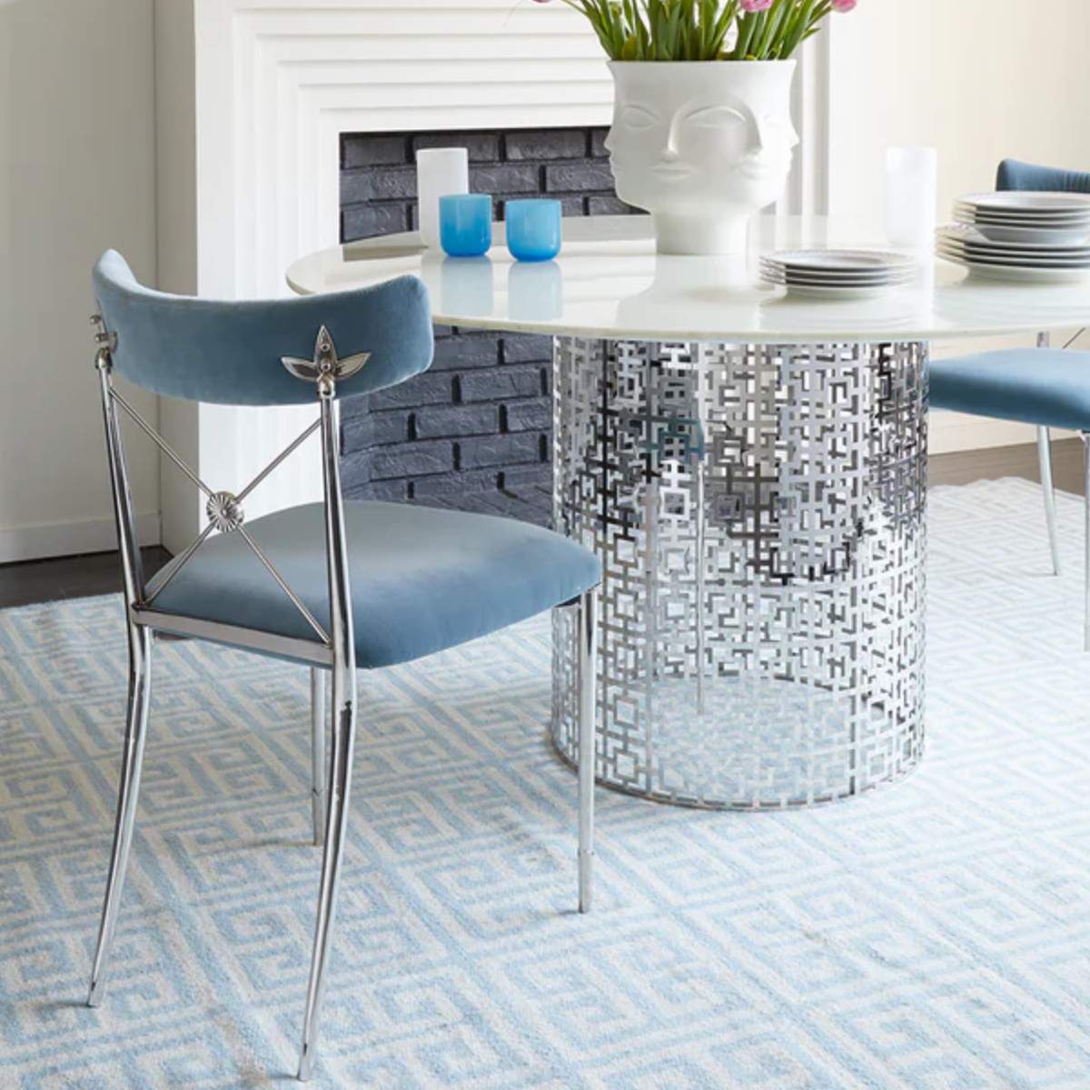 Jonathan Adler Rider Dining Chair Rialto Sky