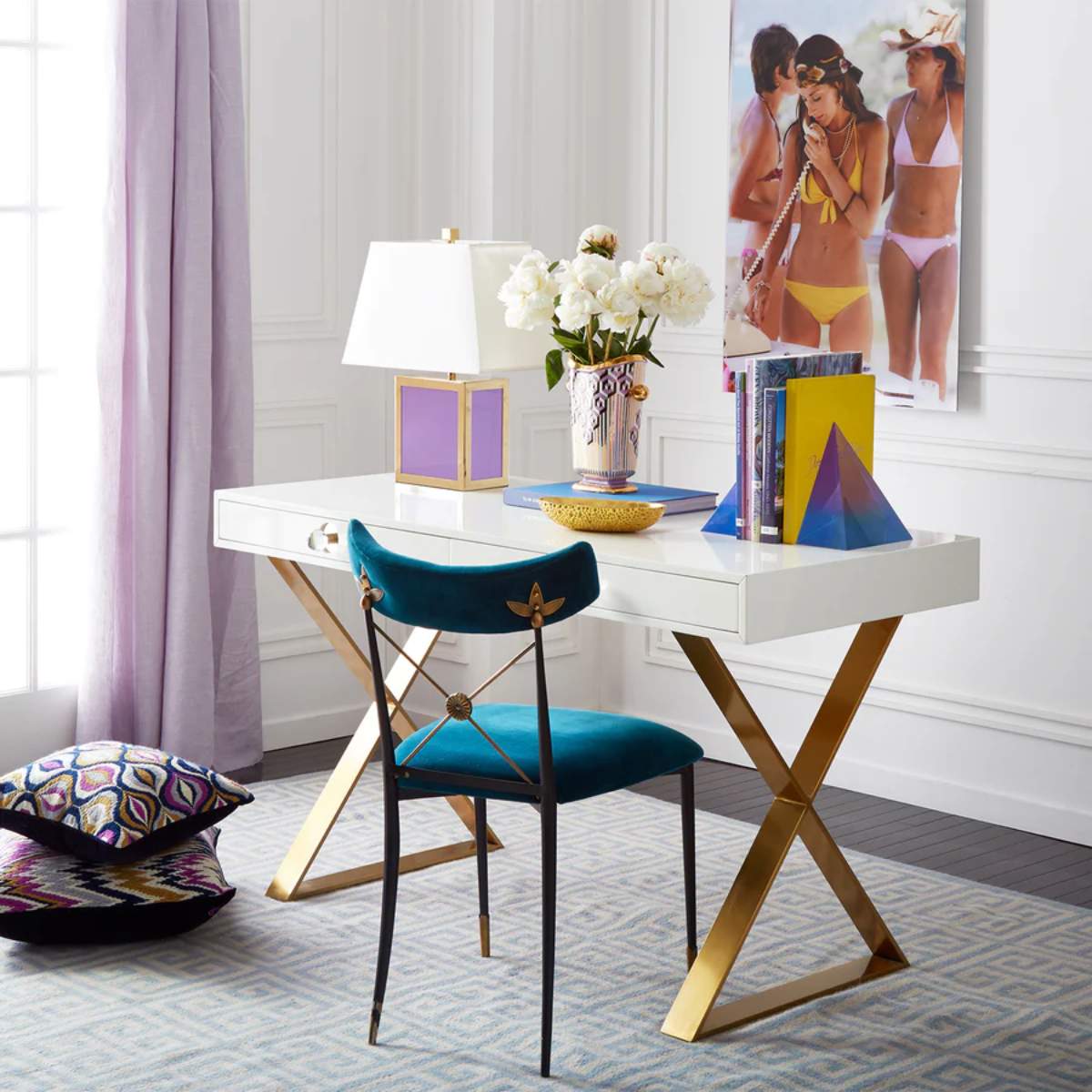Jonathan Adler Rider Dining Chair Rialto Peacock