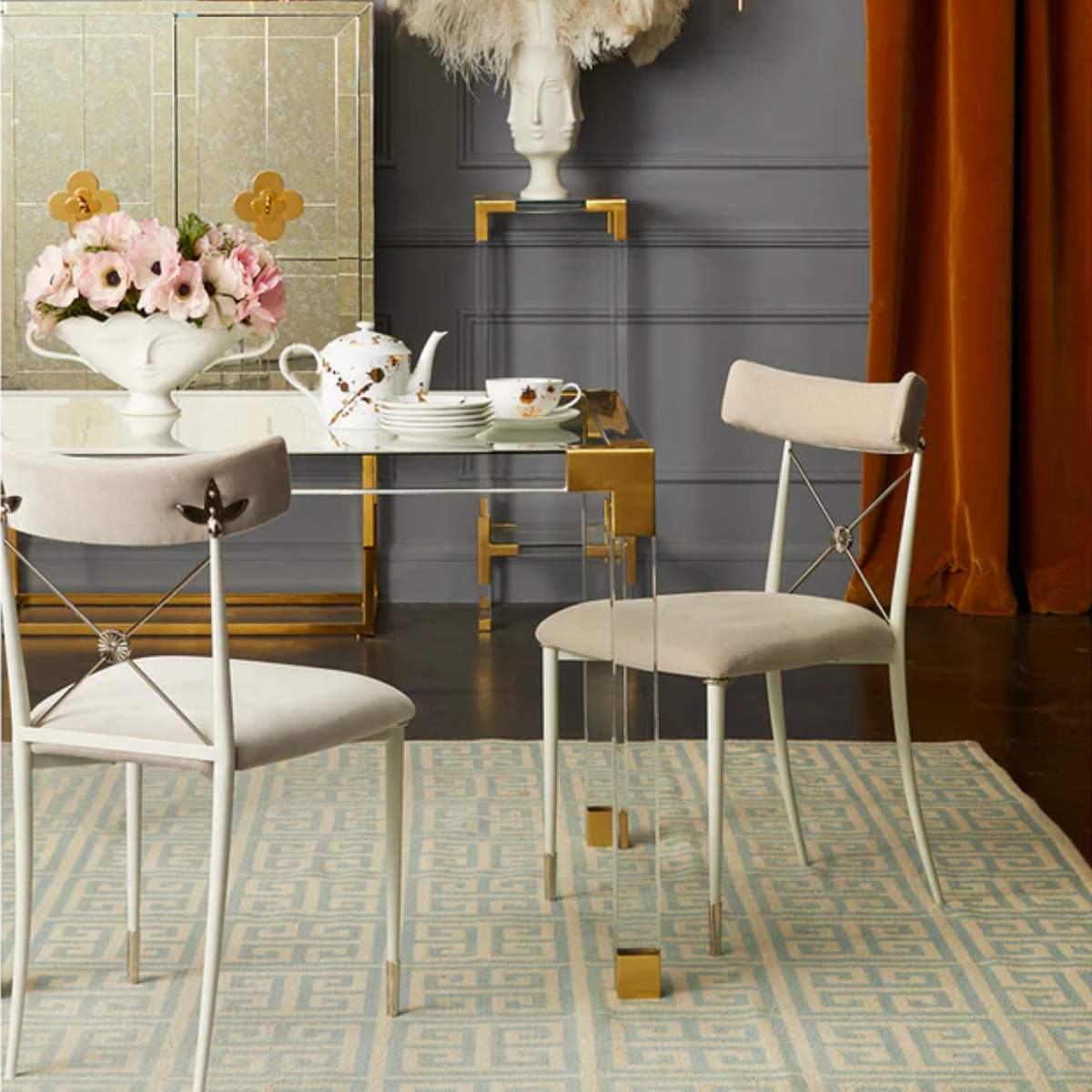 Jonathan Adler Rider Dining Chair Rialto Sky