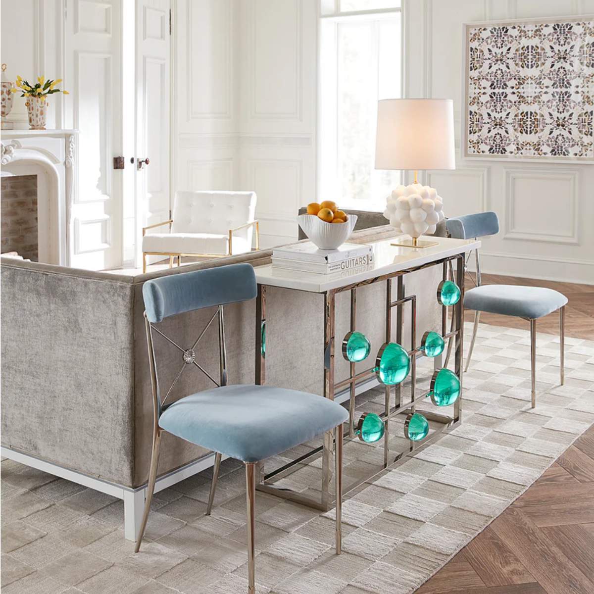 Jonathan Adler Rider Dining Chair Rialto Sky