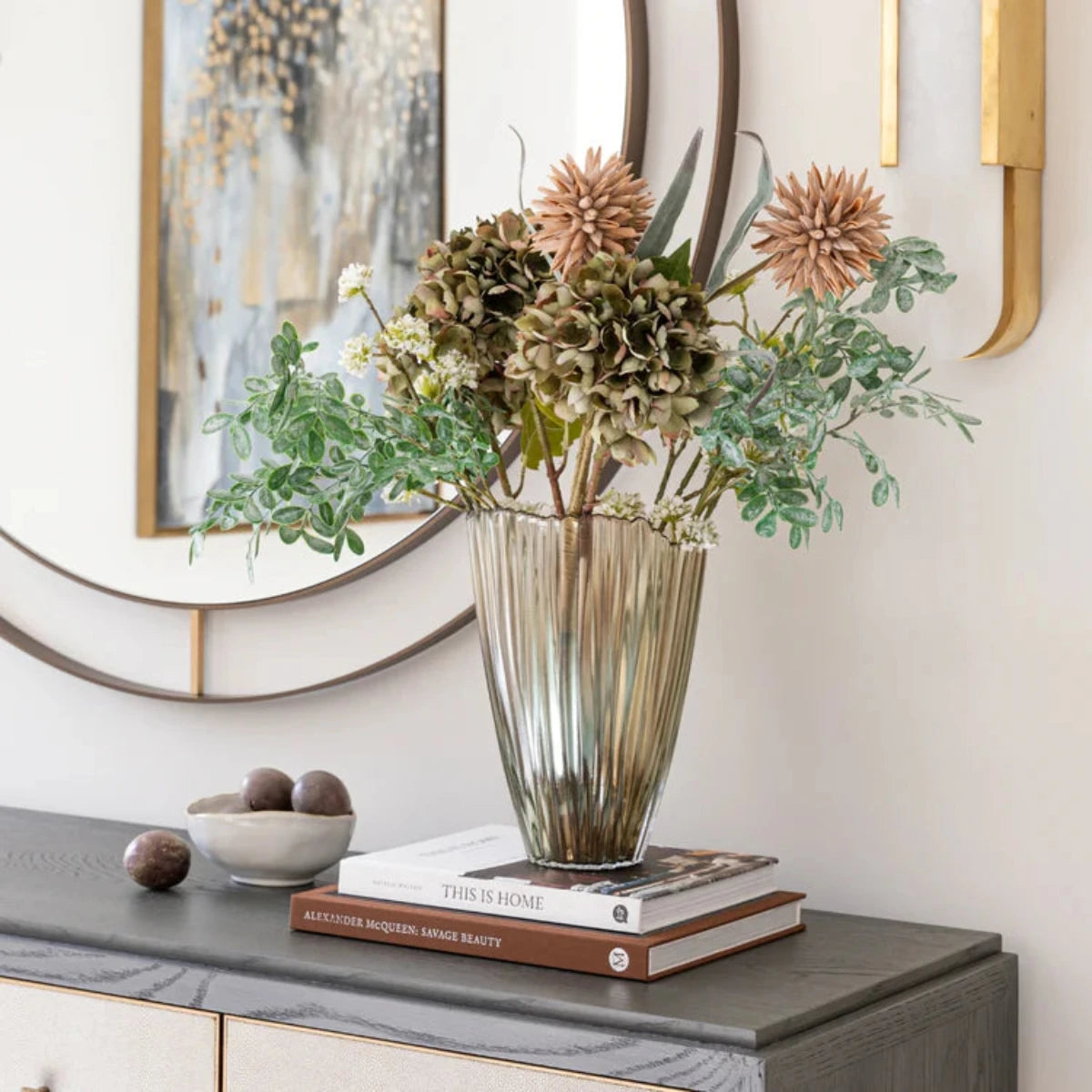 Ivyline Mocha Rippled Glass Vase