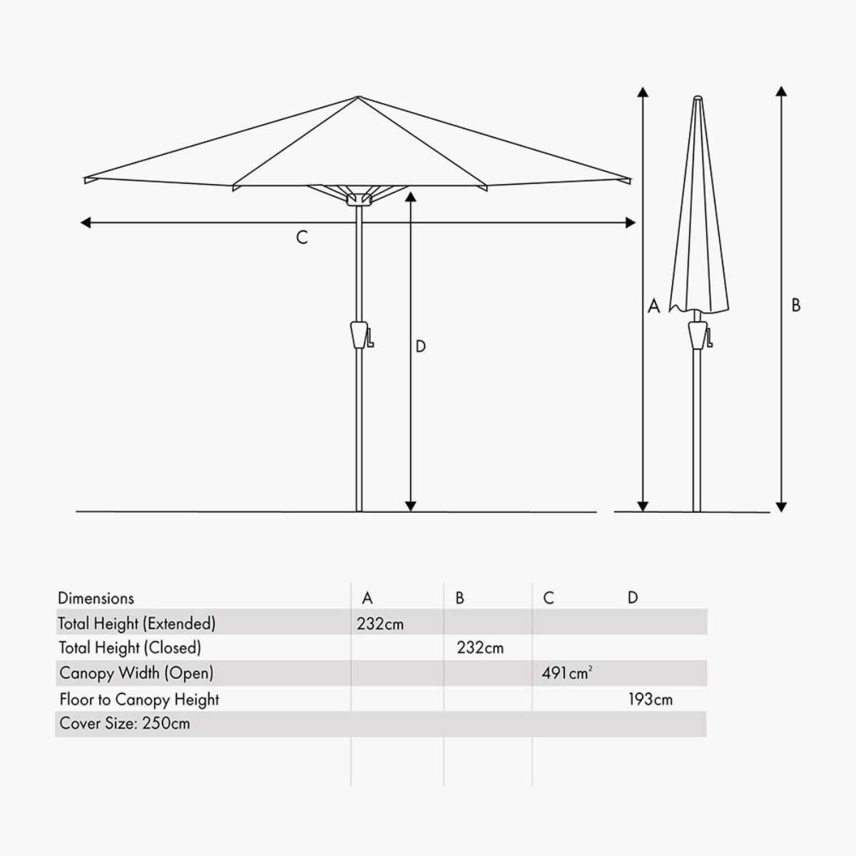 Pacific Lifestyle Riva 2.5m Round Anthracite Parasol