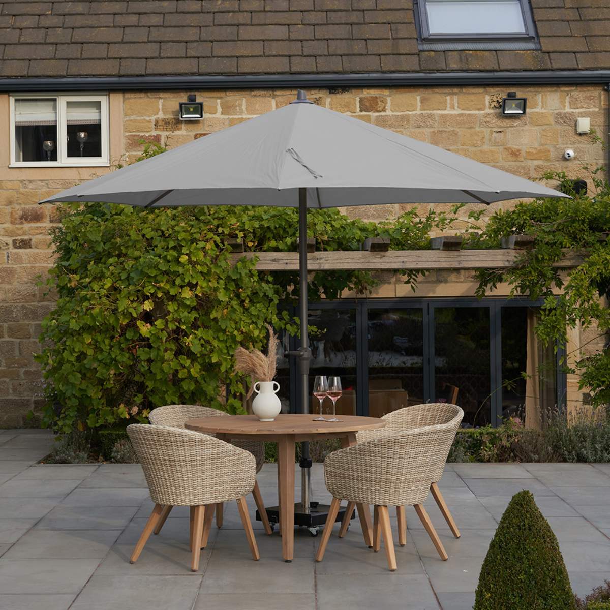 Pacific Lifestyle Riva 3.5m Round Luna Grey Parasol
