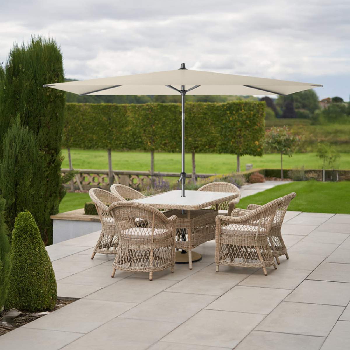 Pacific Lifestyle Riva 3 x 2m Rectangular Champagne Parasol