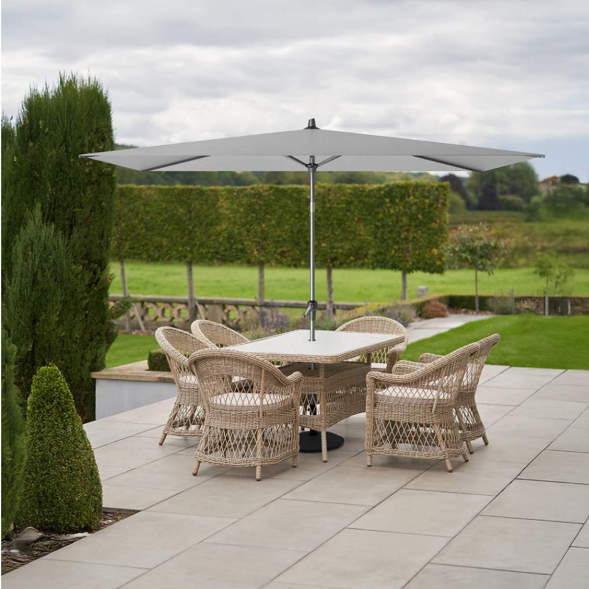 Pacific Lifestyle Riva 3 x 2m Rectangular Luna Grey Parasol