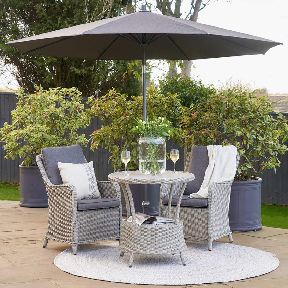Pacific Lifestyle Riva Premium 3m Round Manhattan Grey Parasol
