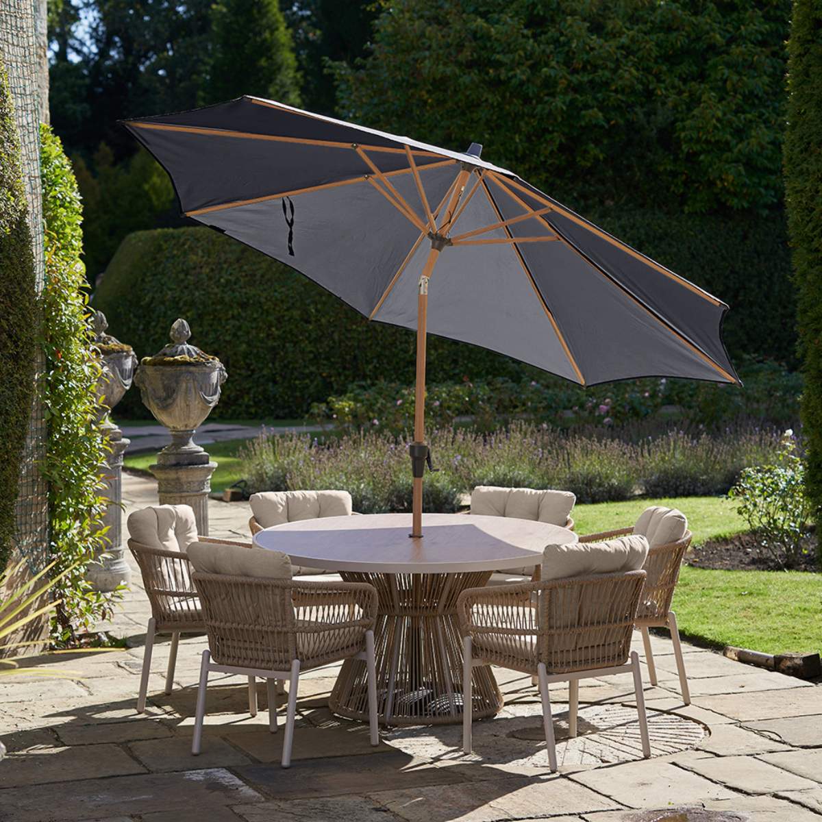 Pacific Lifestyle Riva Teak 3m Round Anthracite Parasol