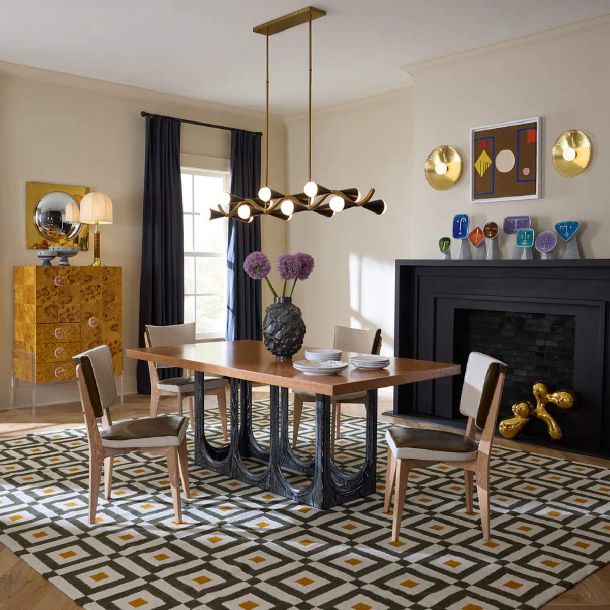 Jonathan Adler Rive Gauche Dining Chair Stratus Black Ivory