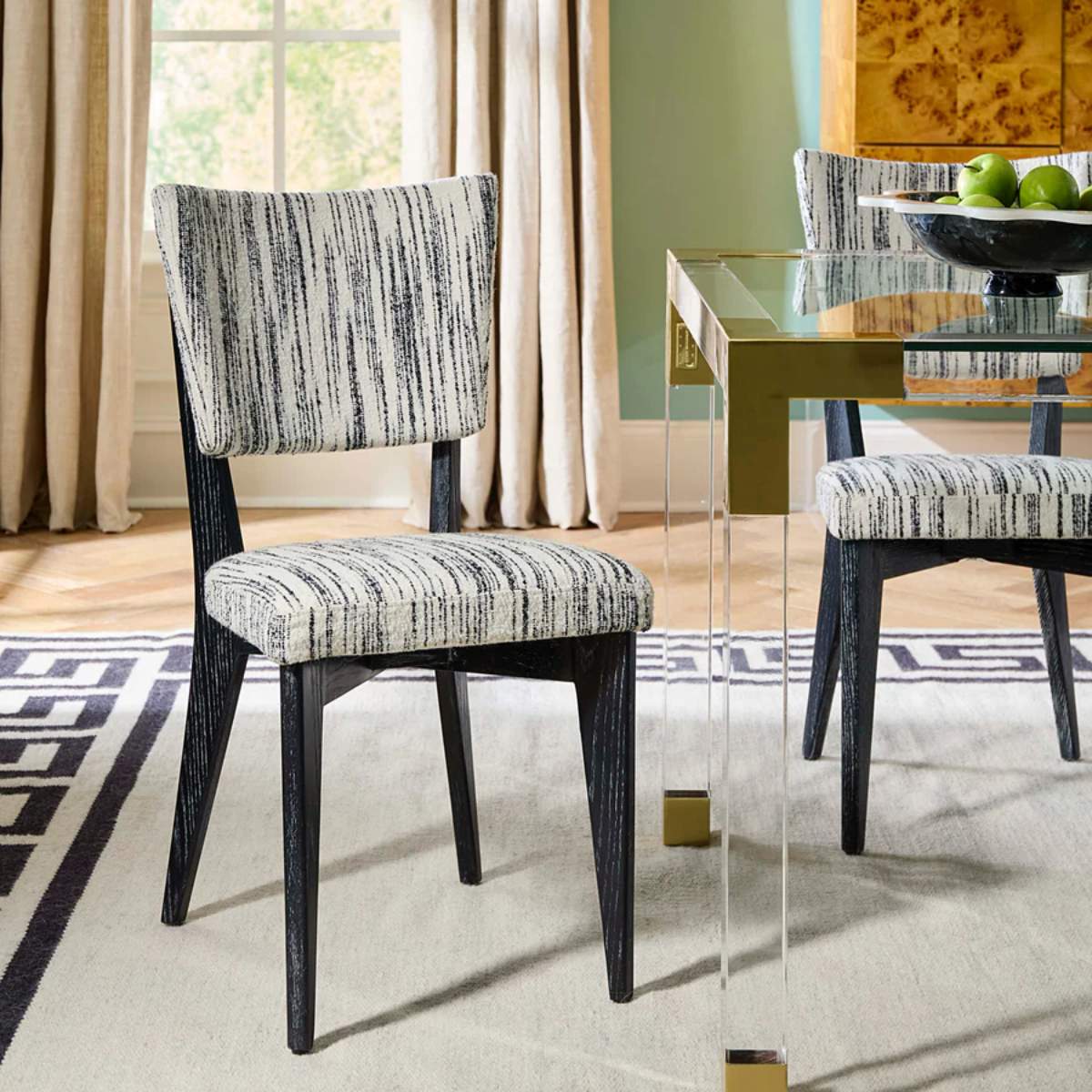 Jonathan Adler Rive Gauche Dining Chair Stratus Black Ivory