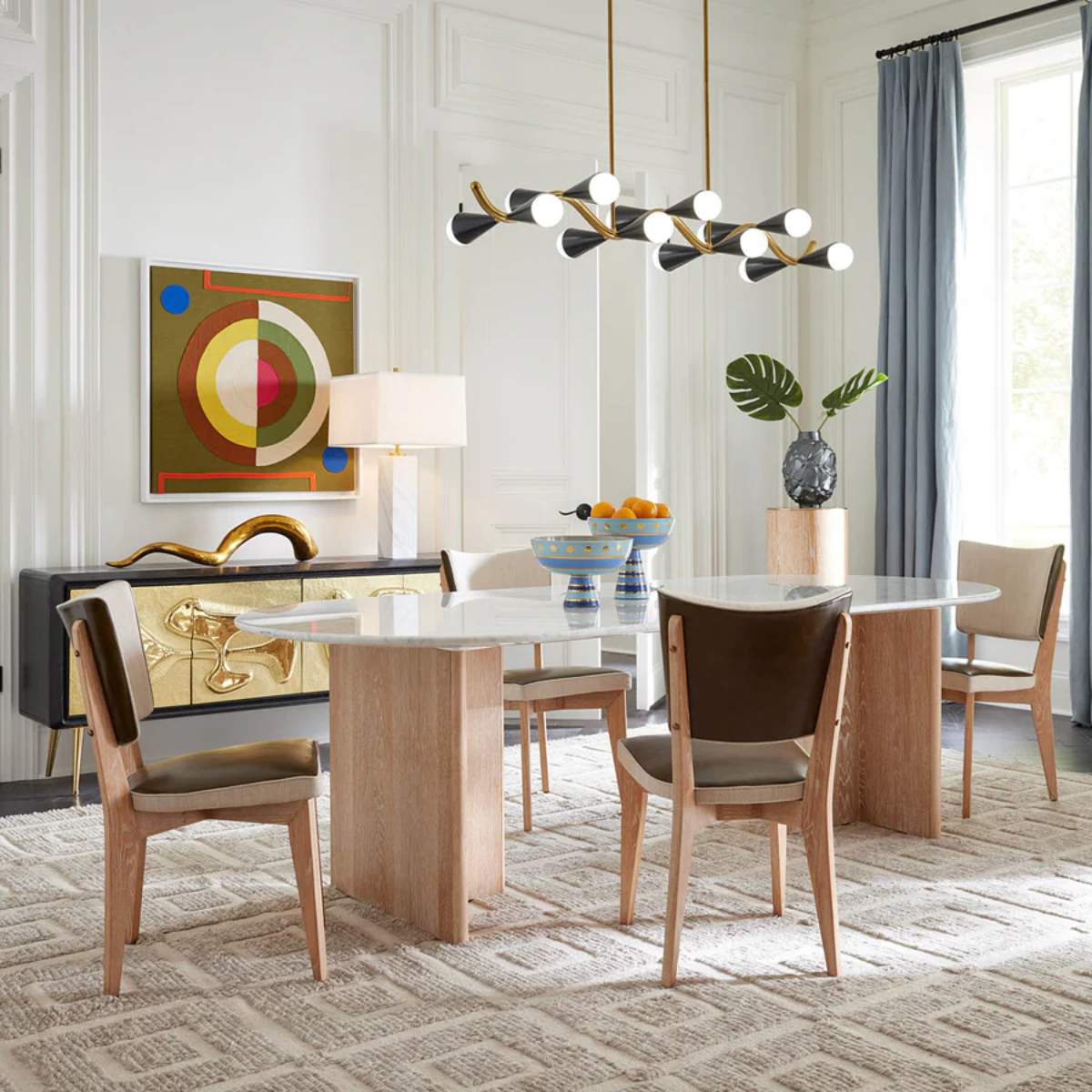 Jonathan Adler Rive Gauche Dining Chair Stratus Black Ivory