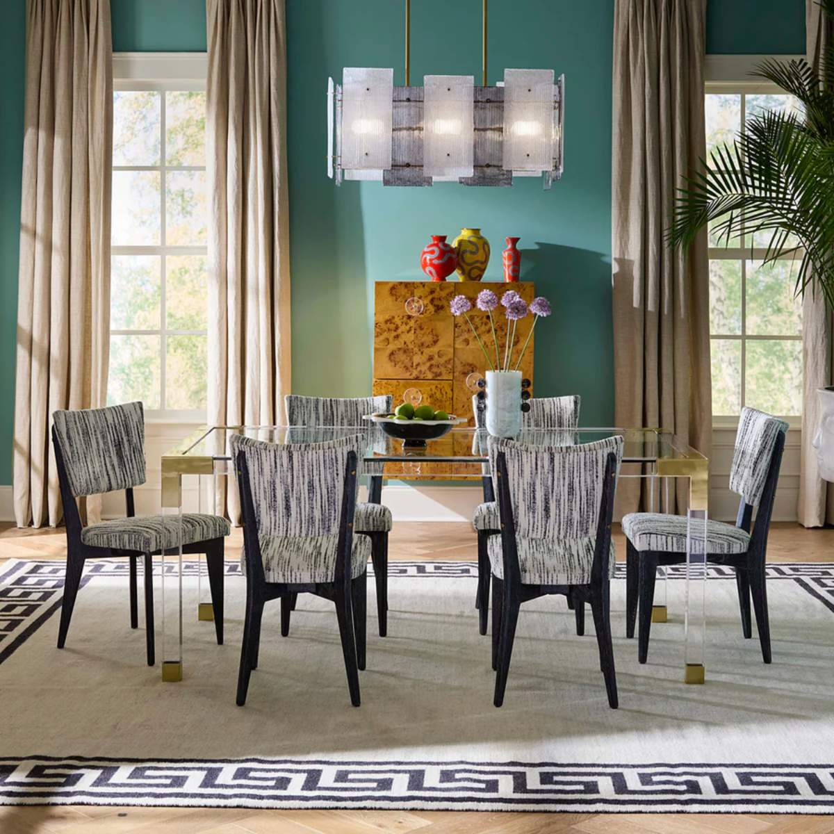 Jonathan Adler Rive Gauche Dining Chair Stratus Black Ivory