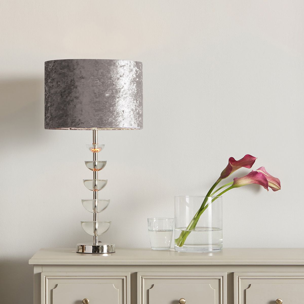 Pacific Lifestyle Rosa Glass and Silver Table Lamp Base