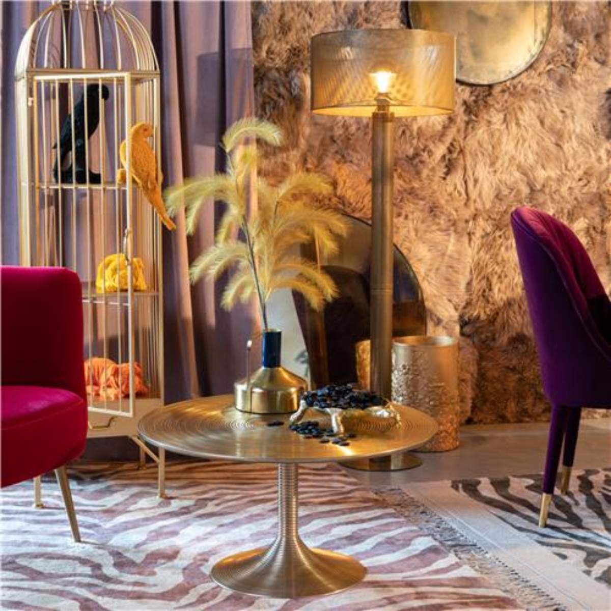 Bold Monkey Hypnotising Round Table Gold