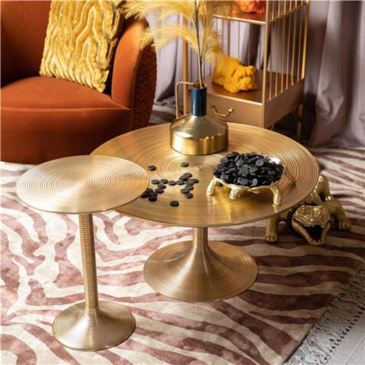 Bold Monkey Hypnotising Round Table Gold