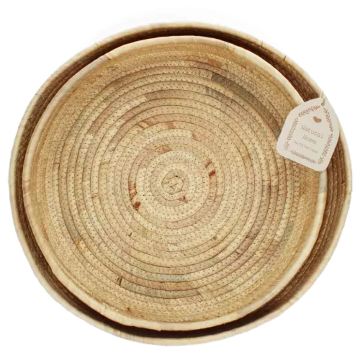 Rex London Round water hyacinth trays (set of 2)