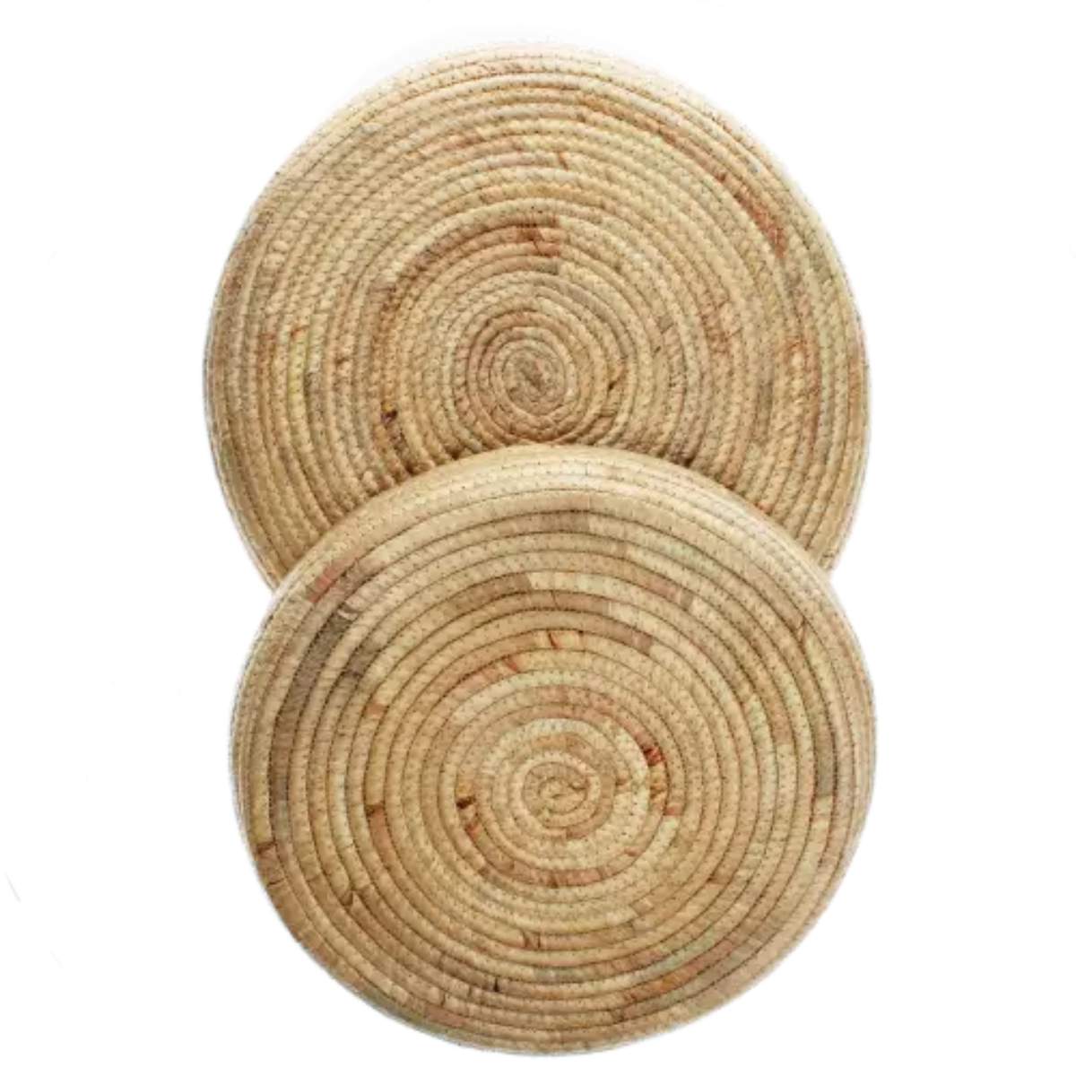 Rex London Round water hyacinth trays (set of 2)