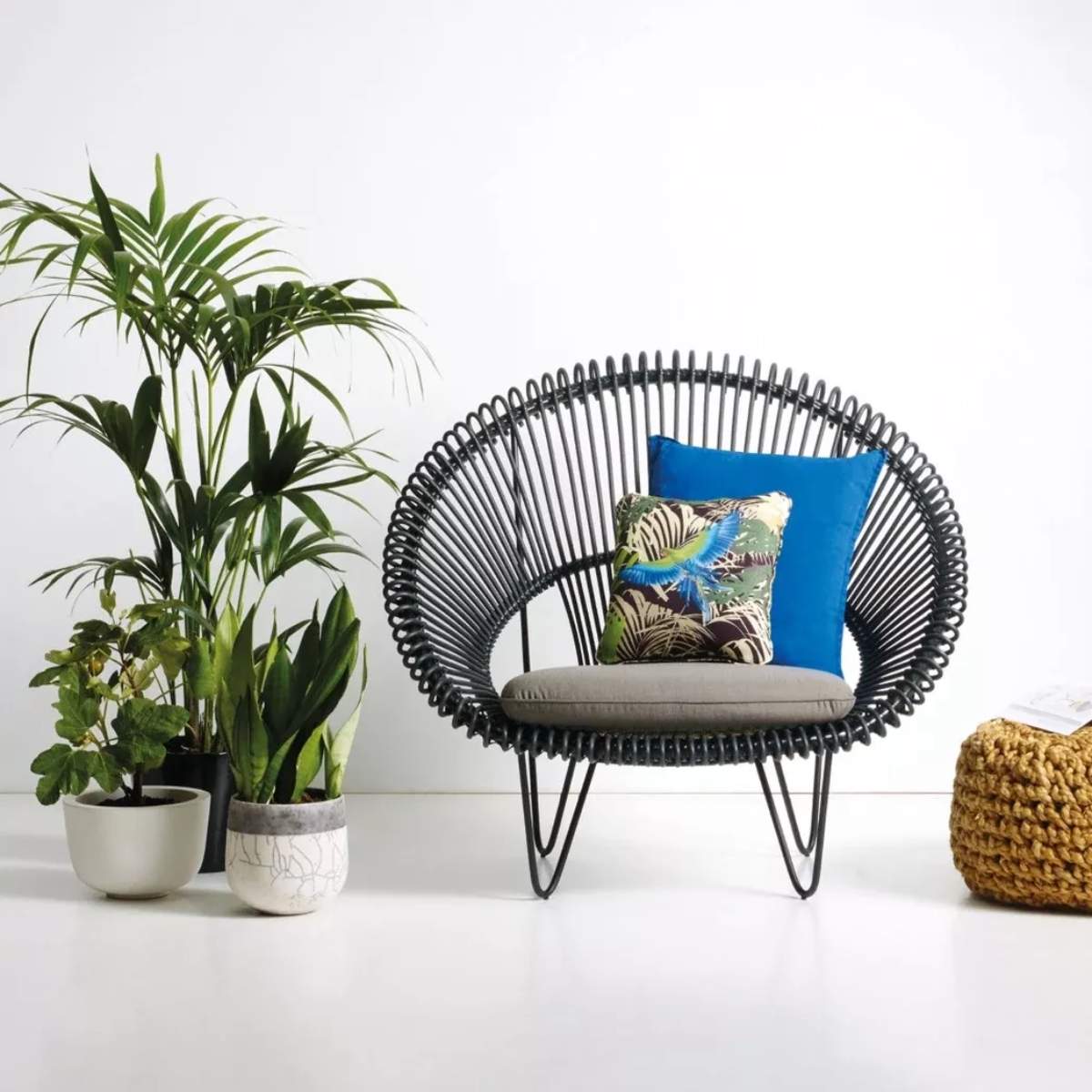 Vincent Shepherd Roy Cocoon Garden Chair Black with Cushion