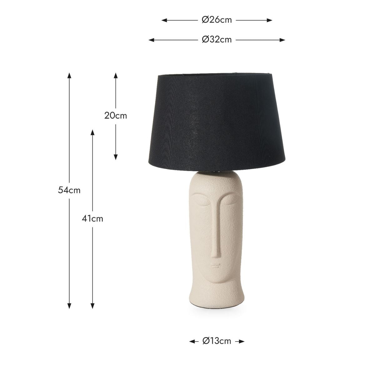 Pacific Lifestyle Rushmore Cream Texture Ceramic Table Lamp With Face Detail