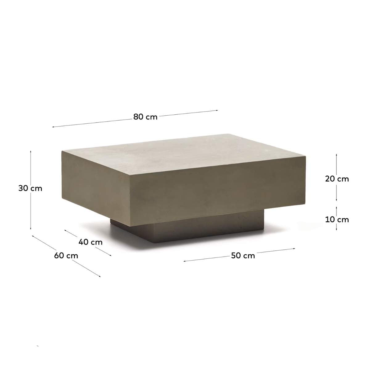 Kave Home Rustella cement coffee table, 80 x 60 cm