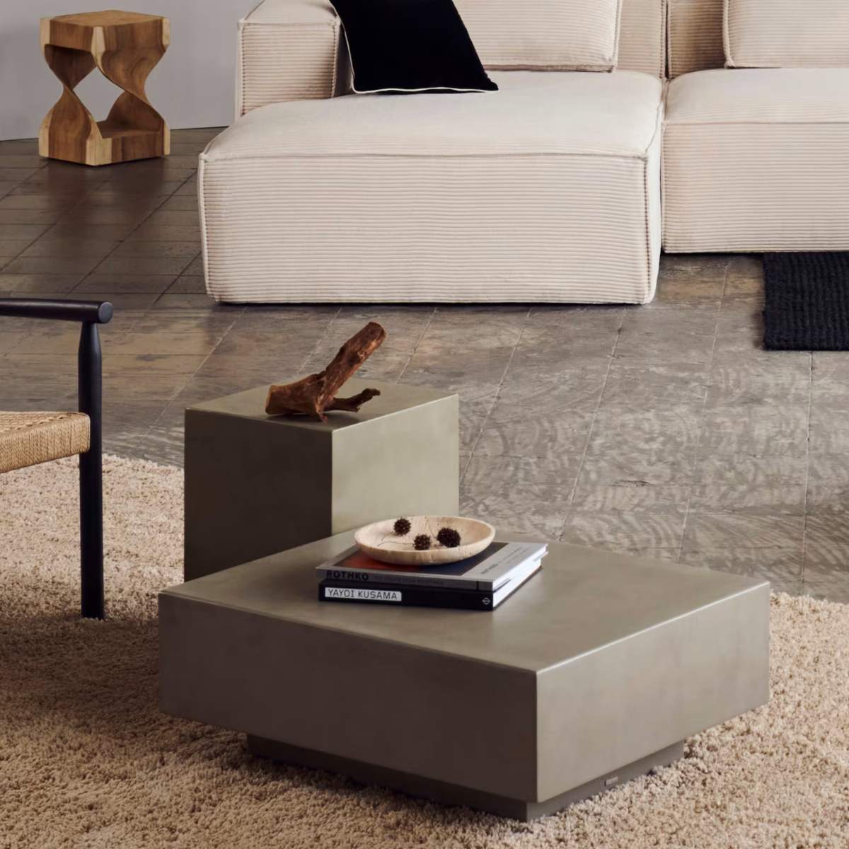 Kave Home Rustella cement coffee table, 80 x 60 cm