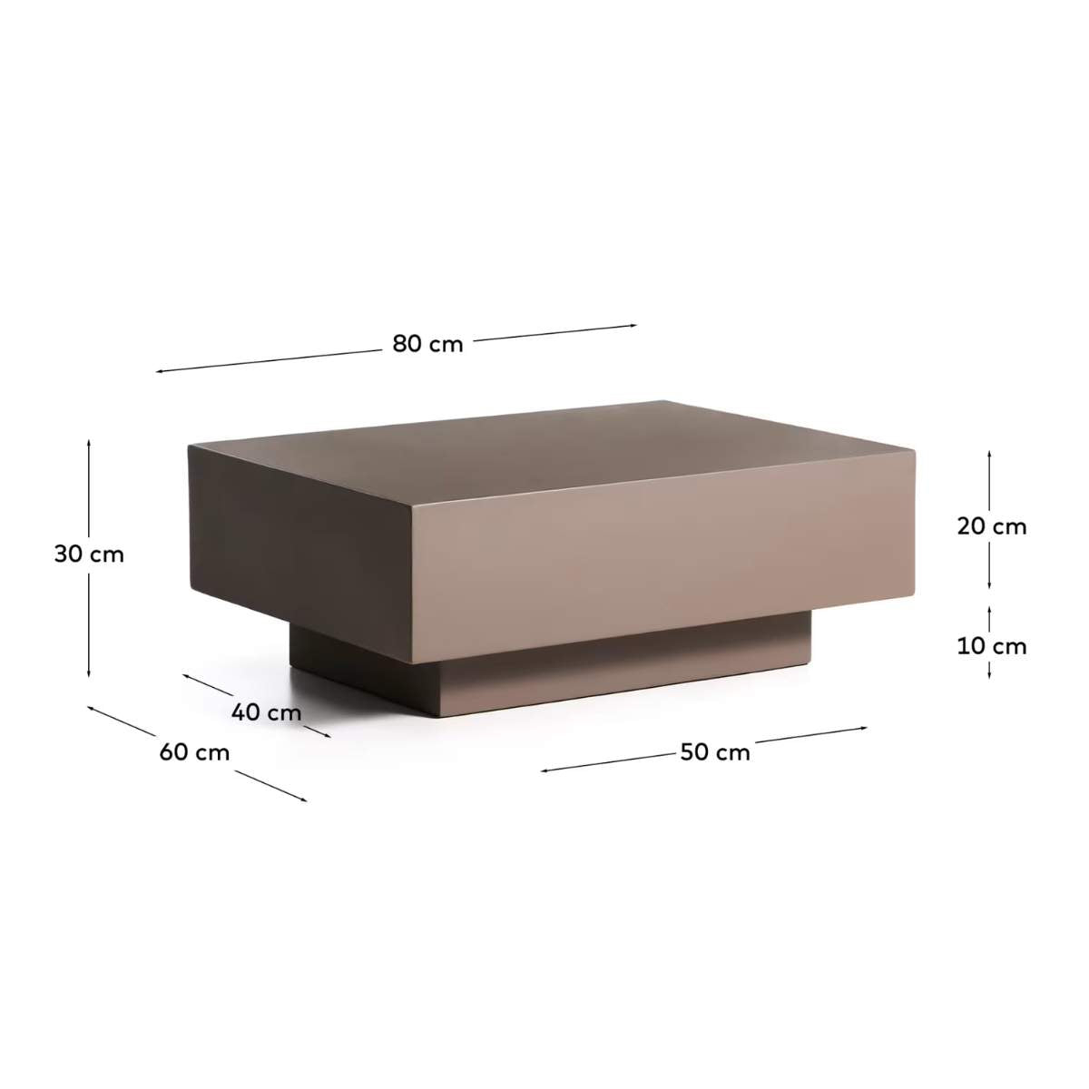 Kave Home Rustella coffee table in brown concrete 80 x 60cm
