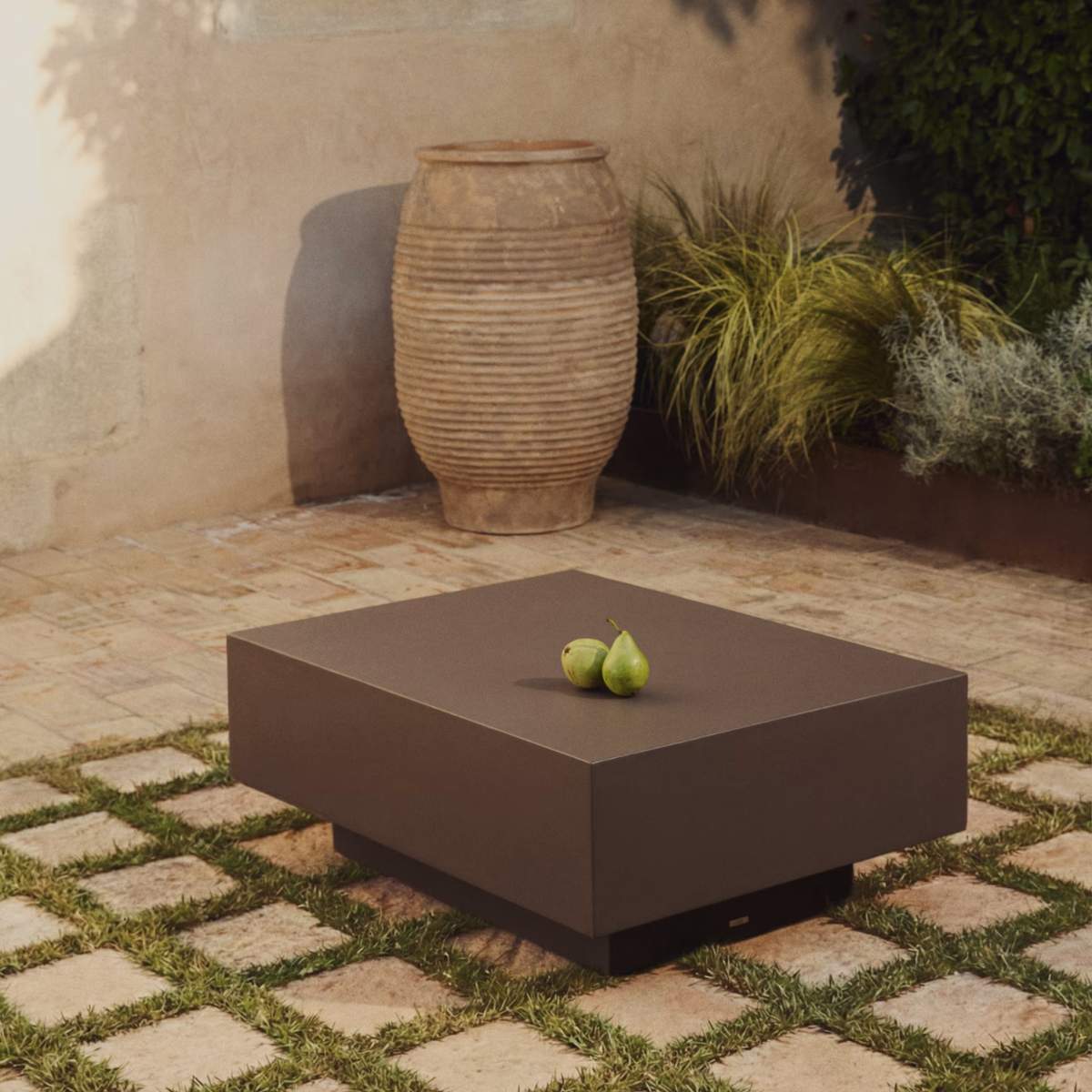 Kave Home Rustella coffee table in brown concrete 80 x 60cm