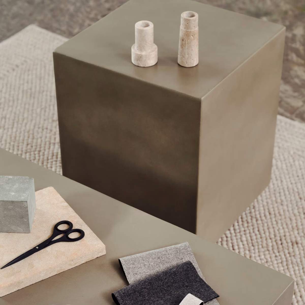 Kave Home Rustella cement side table, 35 x 35 cm