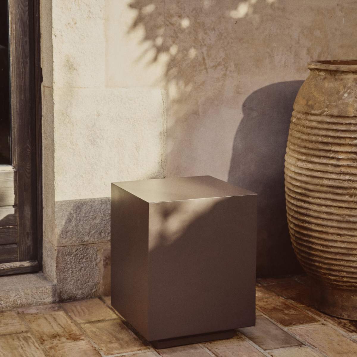 Kave Home Rustella side table in brown concrete 35 x 35cm