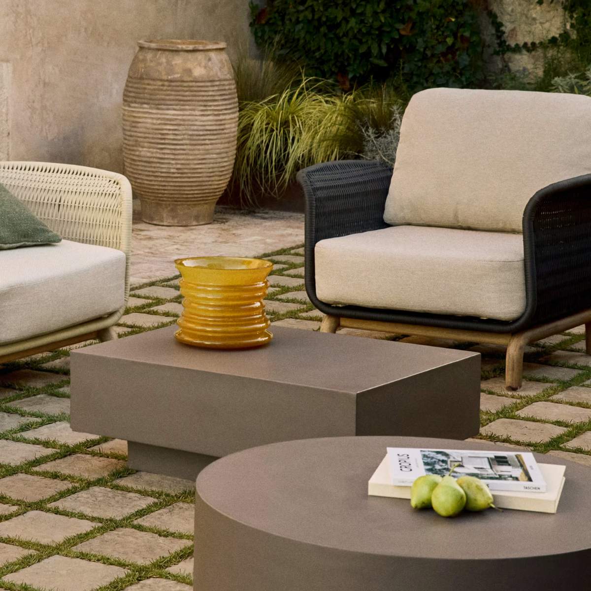 Kave Home Rustella coffee table in brown concrete 80 x 60cm
