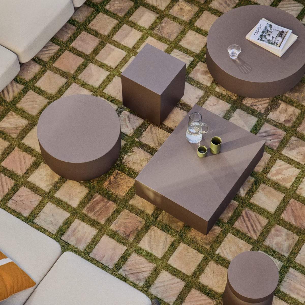 Kave Home Rustella coffee table in brown concrete 80 x 60cm